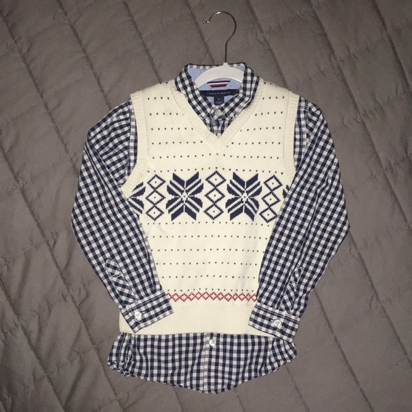 Tommy Hilfiger 2-Piece Set Sleeveless Vest & Button-Down Collared Shirt sz 6 - Picture 2 of 9